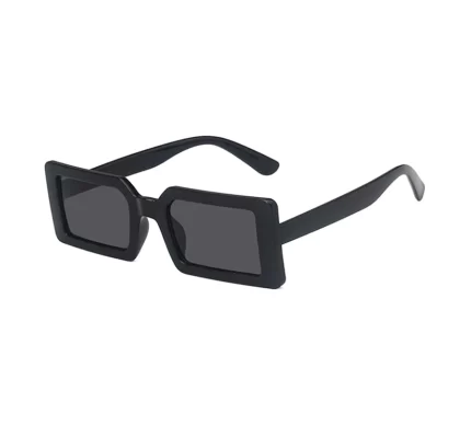 black rectangular retro sunglasses